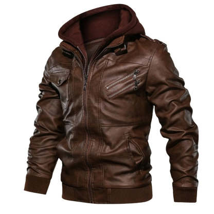 Leather Jacket With Hoodie