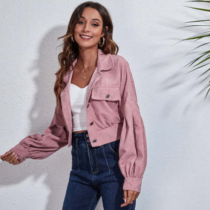 Blush Pink Cropped Corduroy Jacket