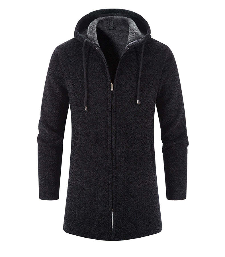  Men's Long Hooded Cardigan