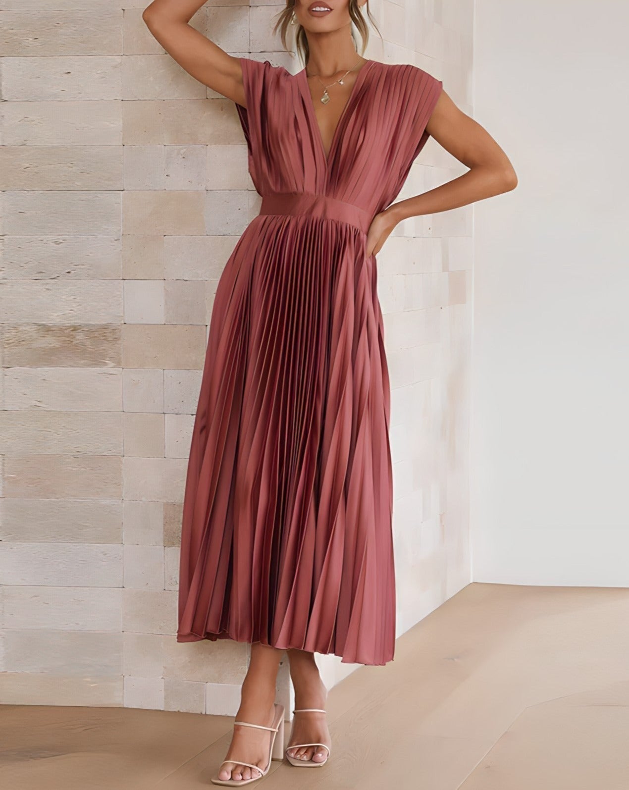 Flowy V-Neck Midi Dress