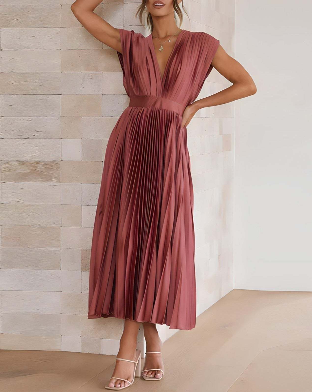 Flowy V-Neck Midi Dress