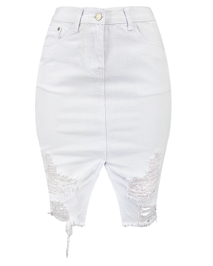 Distressed Denim Skirt