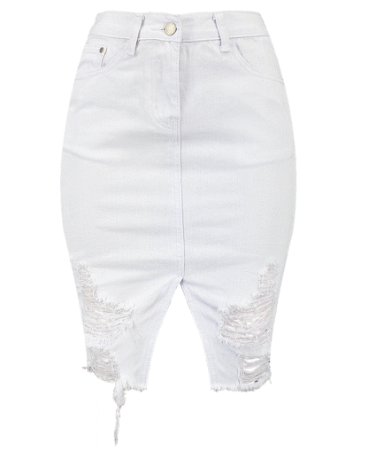 Distressed Denim Skirt