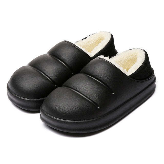 Winter Women Fur Slippers Waterproof Warm Plush Indoor Home
