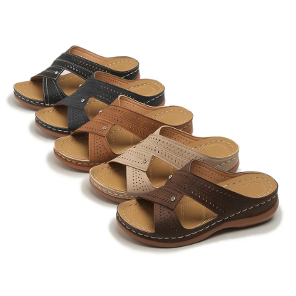 Women Orthopedic Slippers Wedge Retro Sandals