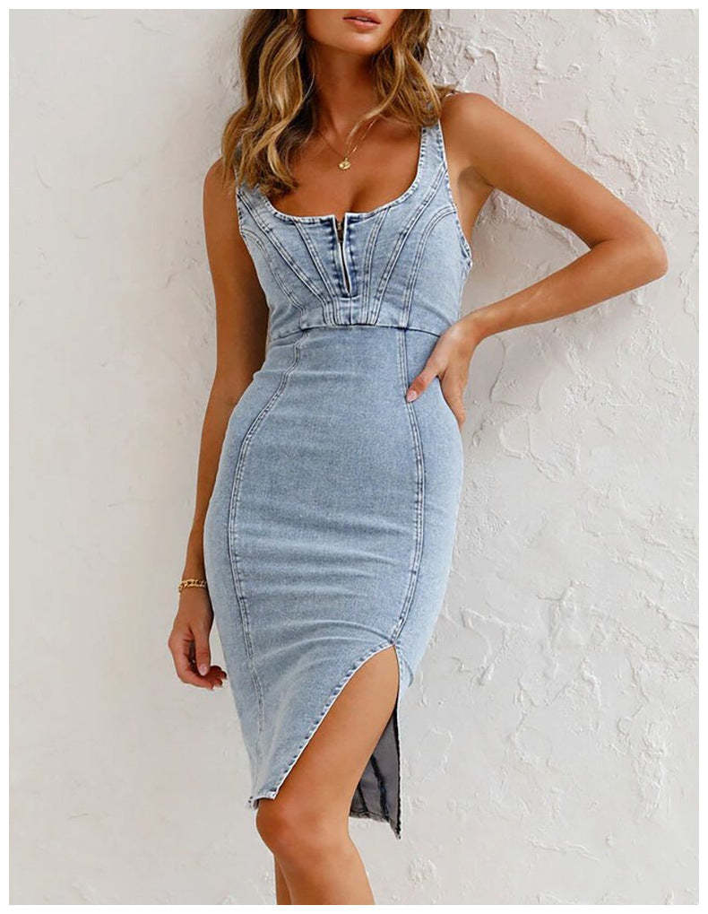 Denim Split Dress