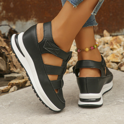 Women's Comfortable Platform Wedge Leather Roman Sandals