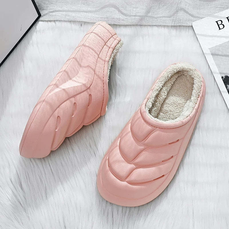 Women Waterproof Winter Slippers Plush Thick Sole