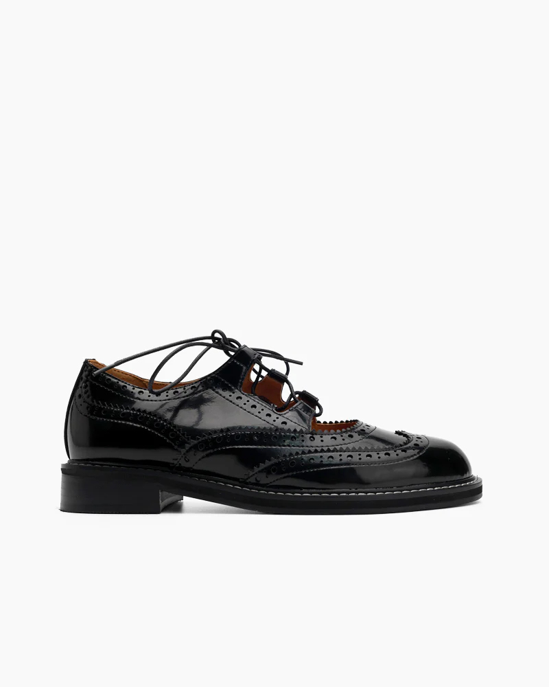 Women's Lace-Up Wingtip Perforated Leather Oxfords