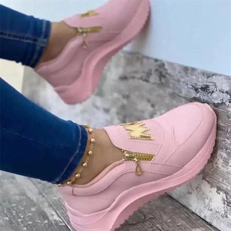 Women Casual Side Zipper Fashion Platform Sneakers Shoes