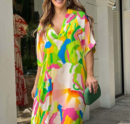 Summery V-neck Maxi Dress