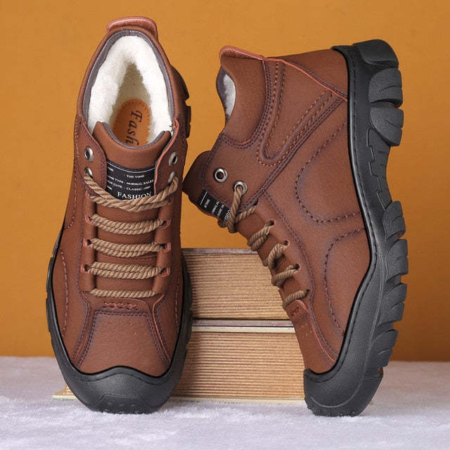 Men Orthopedic Snow Boots Plush Outdoor Ankle Winter Shoes