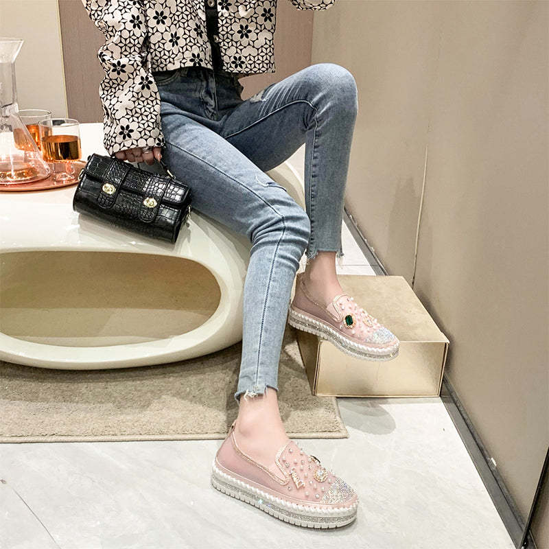 Belifi Flat Bottom Comfortable Rhinestone Shoes