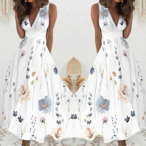 Elegant Floral V-Neck Dress