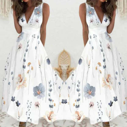 Elegant Floral V-Neck Dress