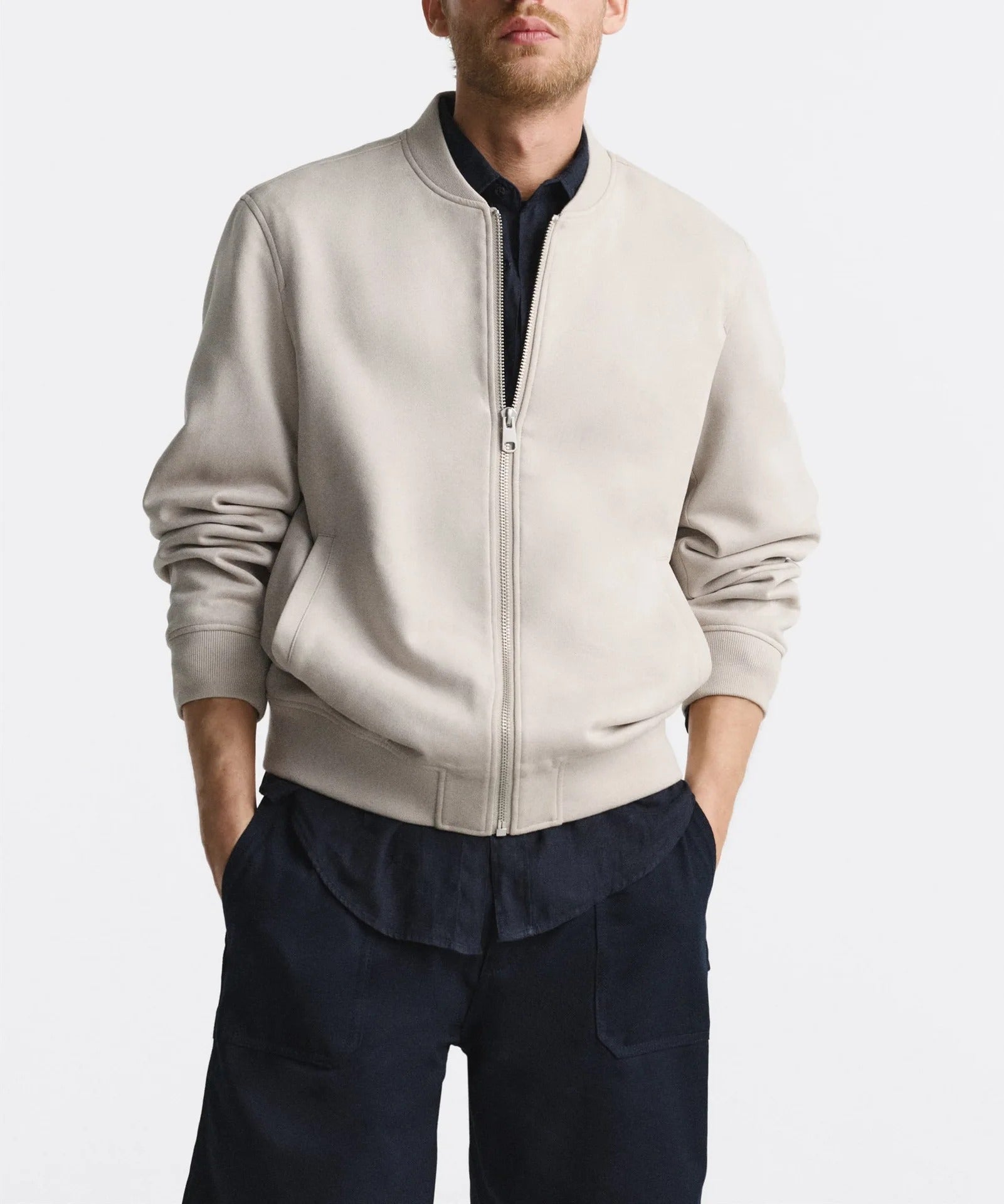  Men's Classic Zip-Up Bomber Jacket