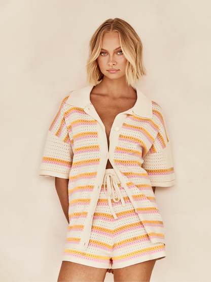  Knited Blouse and Shorts Set