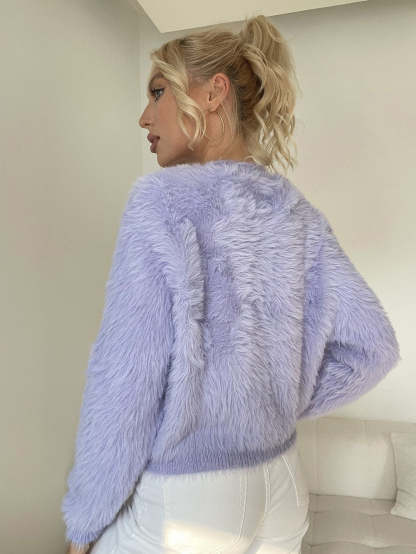 Fluffy Button-Up Cardigan