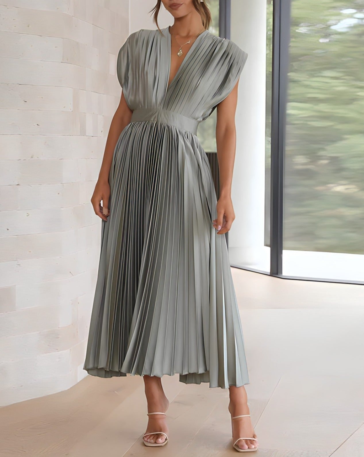 Flowy V-Neck Midi Dress