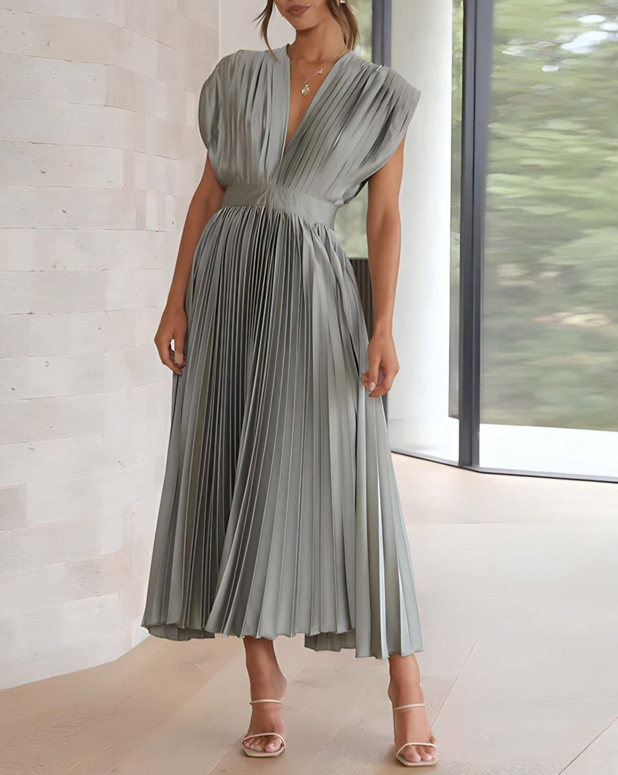 Flowy V-Neck Midi Dress