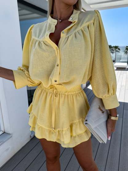 Chic Ruffled Shirt and Skirt set