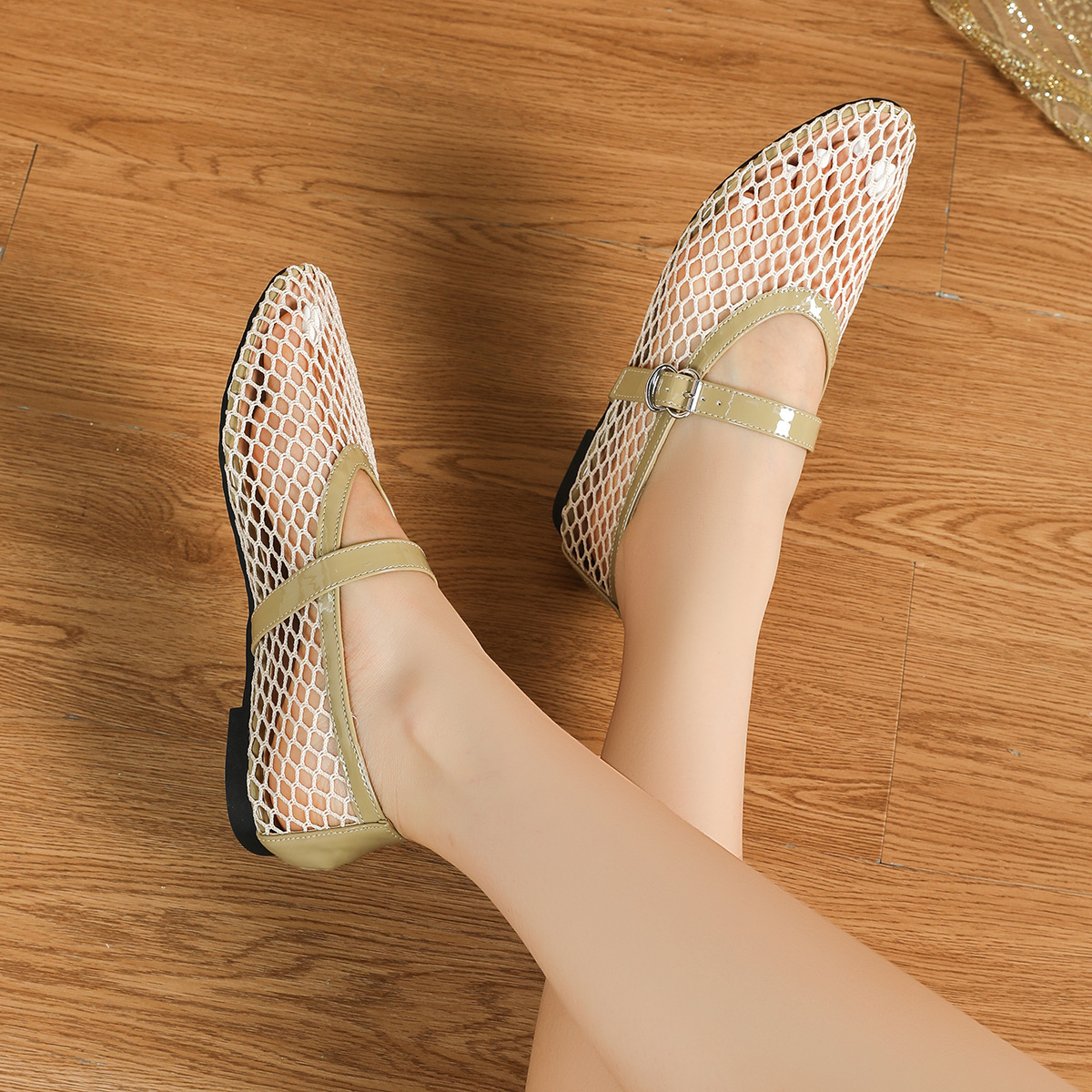 Women's Mesh Ballet Flats Comfy Mary Jane Shoes