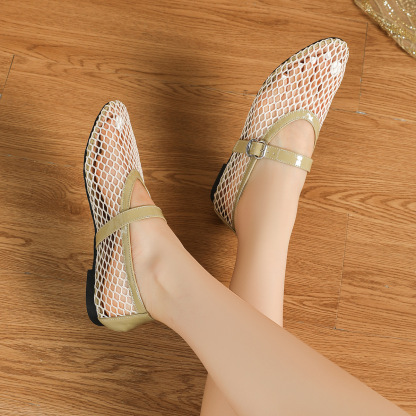 Women's Mesh Ballet Flats Comfy Mary Jane Shoes