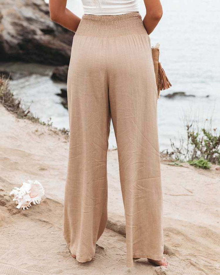 Wide Leg Linen Trousers