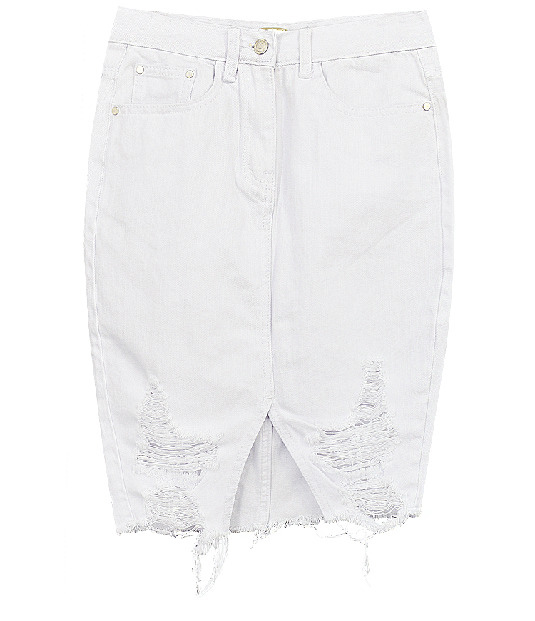 Distressed Denim Skirt