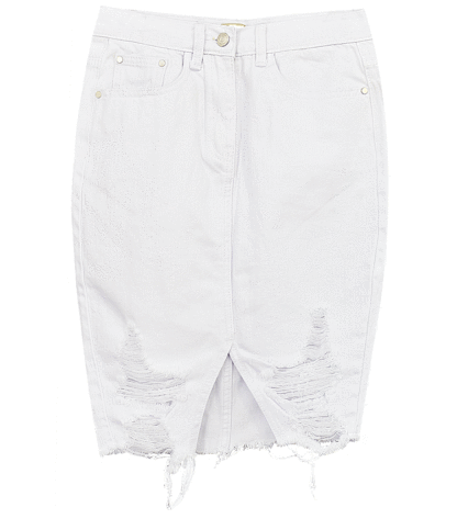 Distressed Denim Skirt