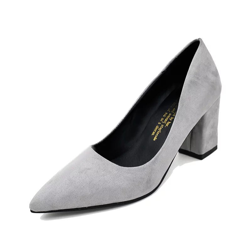 Women's Heels Pumps Suede Shoes Sexy Shoes Plus Size Party Outdoor Office Solid Colored High Heel Low Heel Chunky Heel Pointed Toe Elegant Sexy Minimalism Walking Suede Loafer