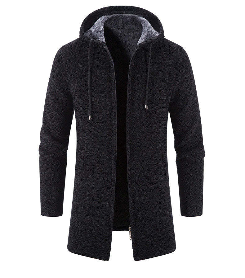 Men's Long Hooded Cardigan