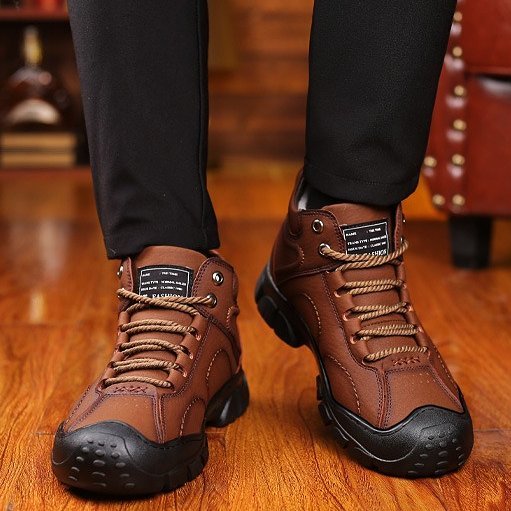 Men Orthopedic Snow Boots Plush Outdoor Ankle Winter Shoes