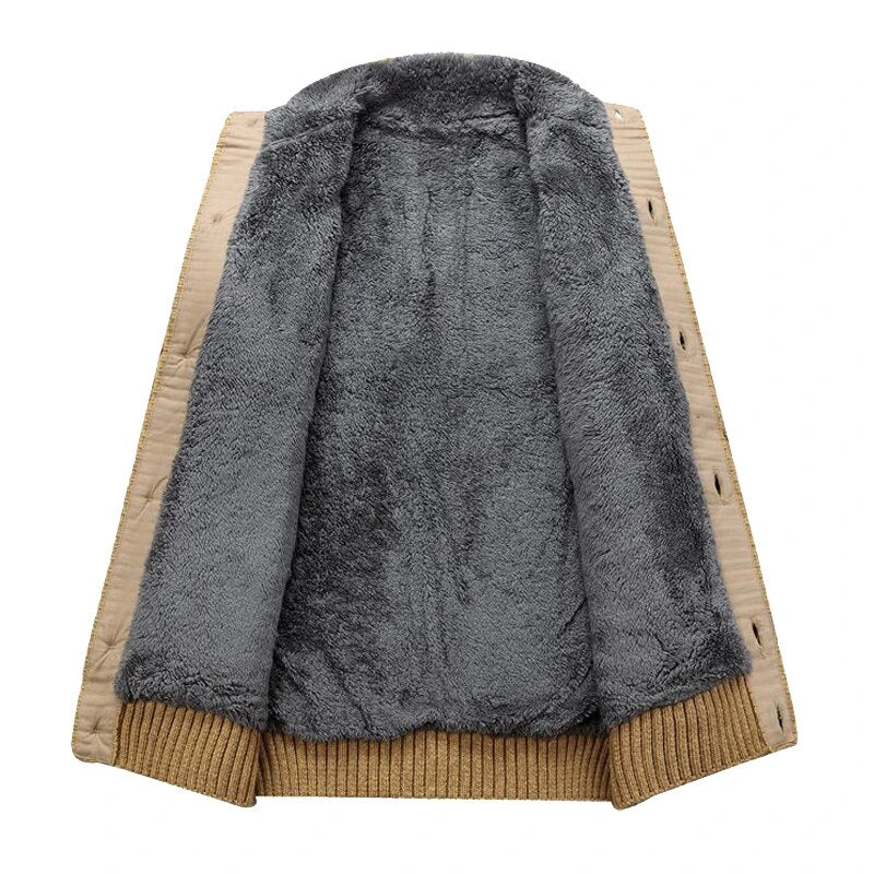 Knitted Cable Cardigan With Plush Inner Lining
