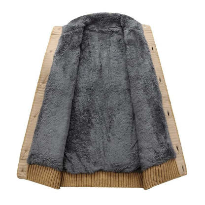 Knitted Cable Cardigan With Plush Inner Lining