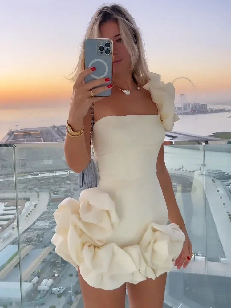 Ruffled Strapless Cocktail Dress
