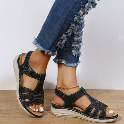 Women's Open Toe Wedge Velcro Sandals