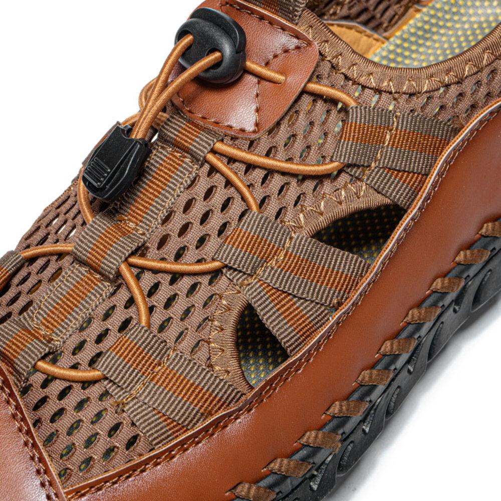 Men's Closed Toe Mesh Splicing Water Shoes Outdoor Microfiber Leather Sandals