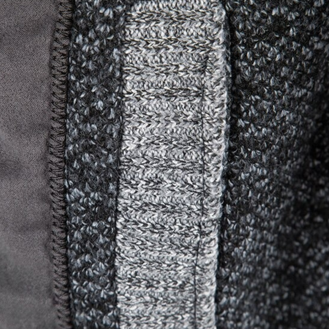 Wool Zip Sweater With Motif