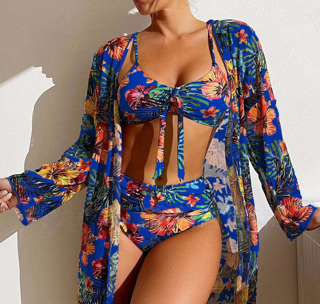 Stylish 3 Piece high waisted bikini