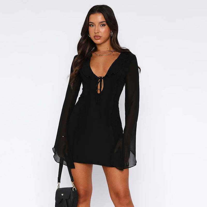 Mini Dress with Sheer Sleeves