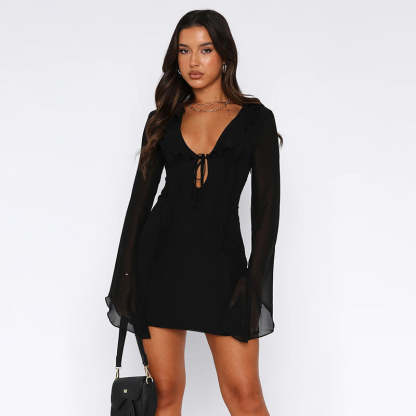 Mini Dress with Sheer Sleeves