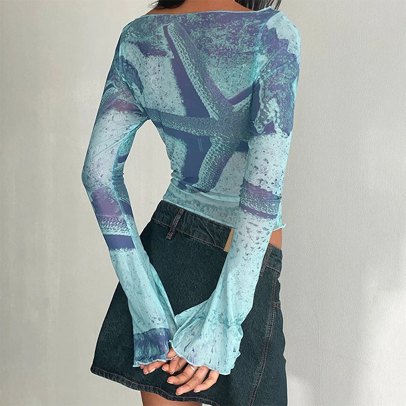 Abstract Print Crop Top