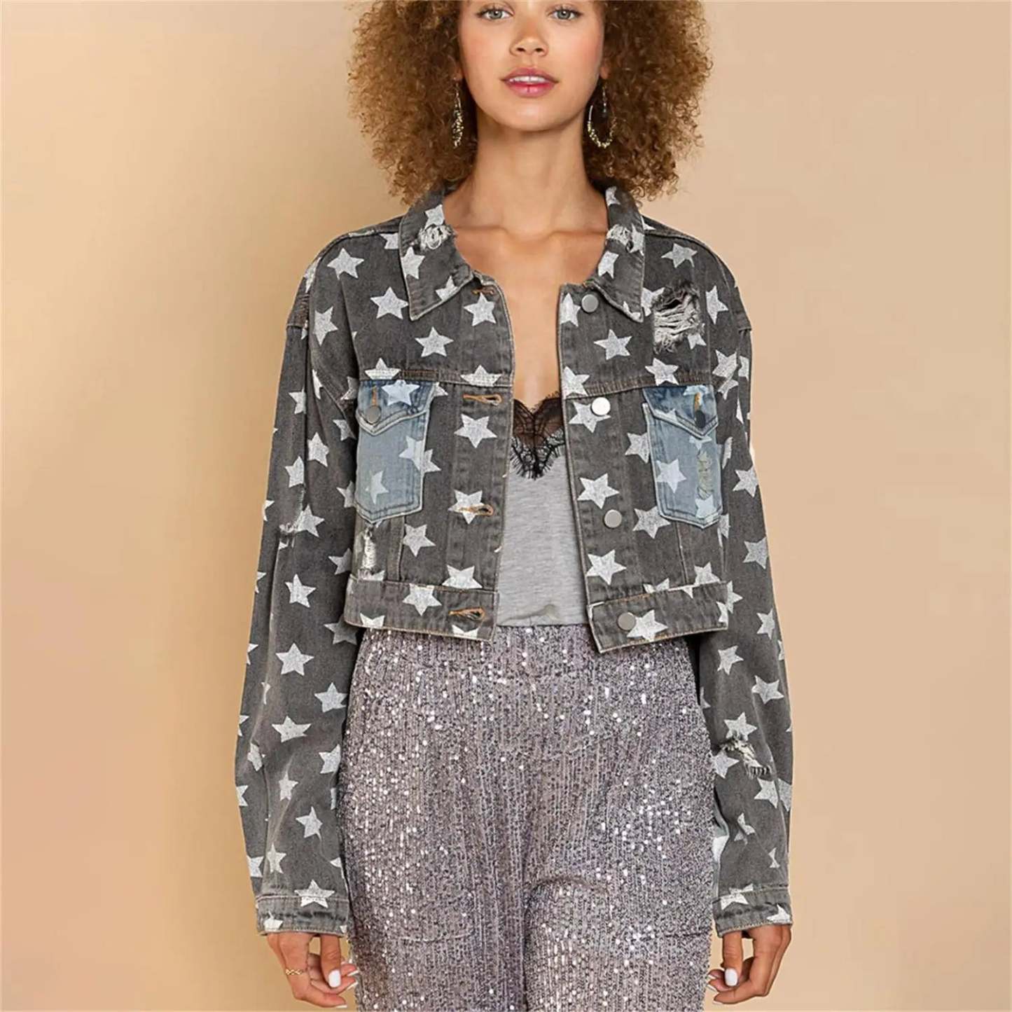 Starry Denim Cropped Jacket