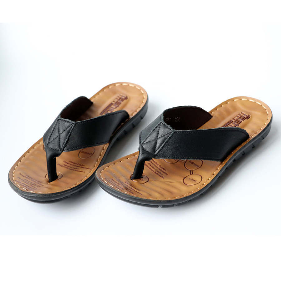 Summer New Men's Casual Leather Sandals Beach Shoes Flip Flops