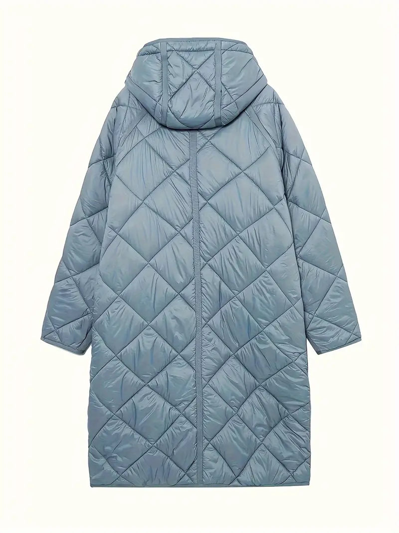 Light Blue Hooded Longline Puffer Coat