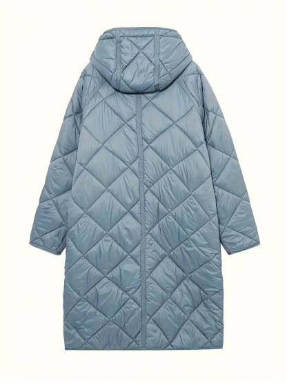 Light Blue Hooded Longline Puffer Coat