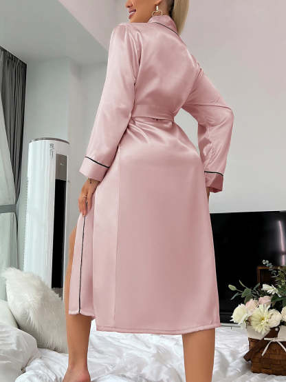 Classic Silky Night Robe with Belt