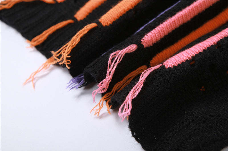 Knitted Mini Dress With Fringes