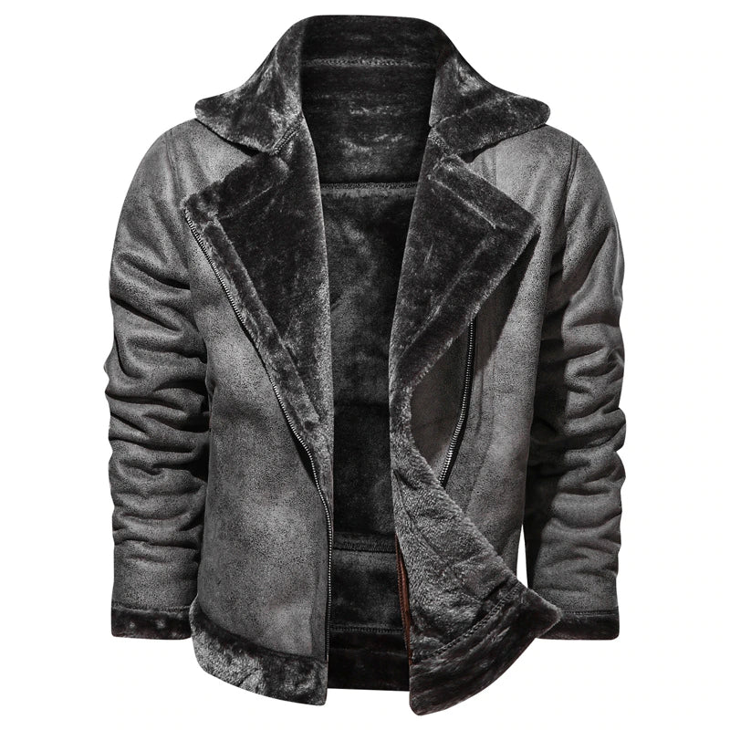 Leather Biker Jacket With Fleece Lining